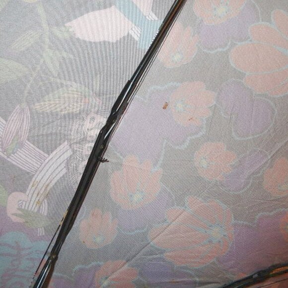 Vtg The Sak Happy & Free Compact Umbrella Crochet Bird Peace Love Nature Hippie - Picture 7 of 12